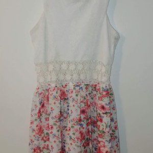 Bailey Blue Lace Top Flare Dress-Size Medium